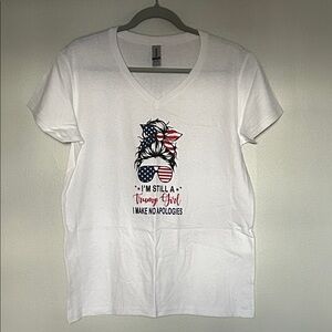 Gildan White Heavy Cotton Graphic V-Neck T-Shirt